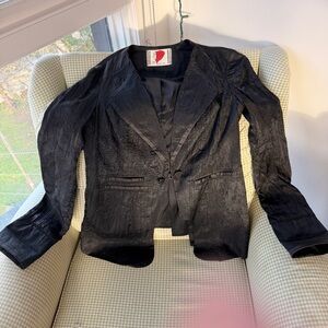 RARE!!!  Vintage Free People Textured crinkled Black Blazer